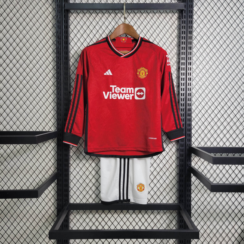 MANCHESTER UNITED - ENSEMBLE ENFANT DOMICILE MANCHES LONGUES 23/24