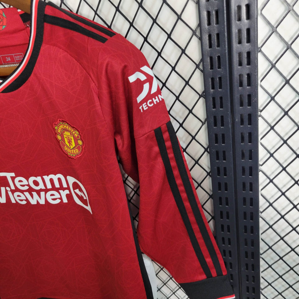 MANCHESTER UNITED - ENSEMBLE ENFANT DOMICILE MANCHES LONGUES 23/24