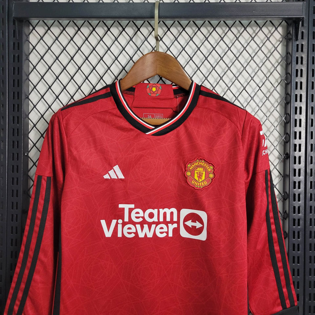 MANCHESTER UNITED - ENSEMBLE ENFANT DOMICILE MANCHES LONGUES 23/24